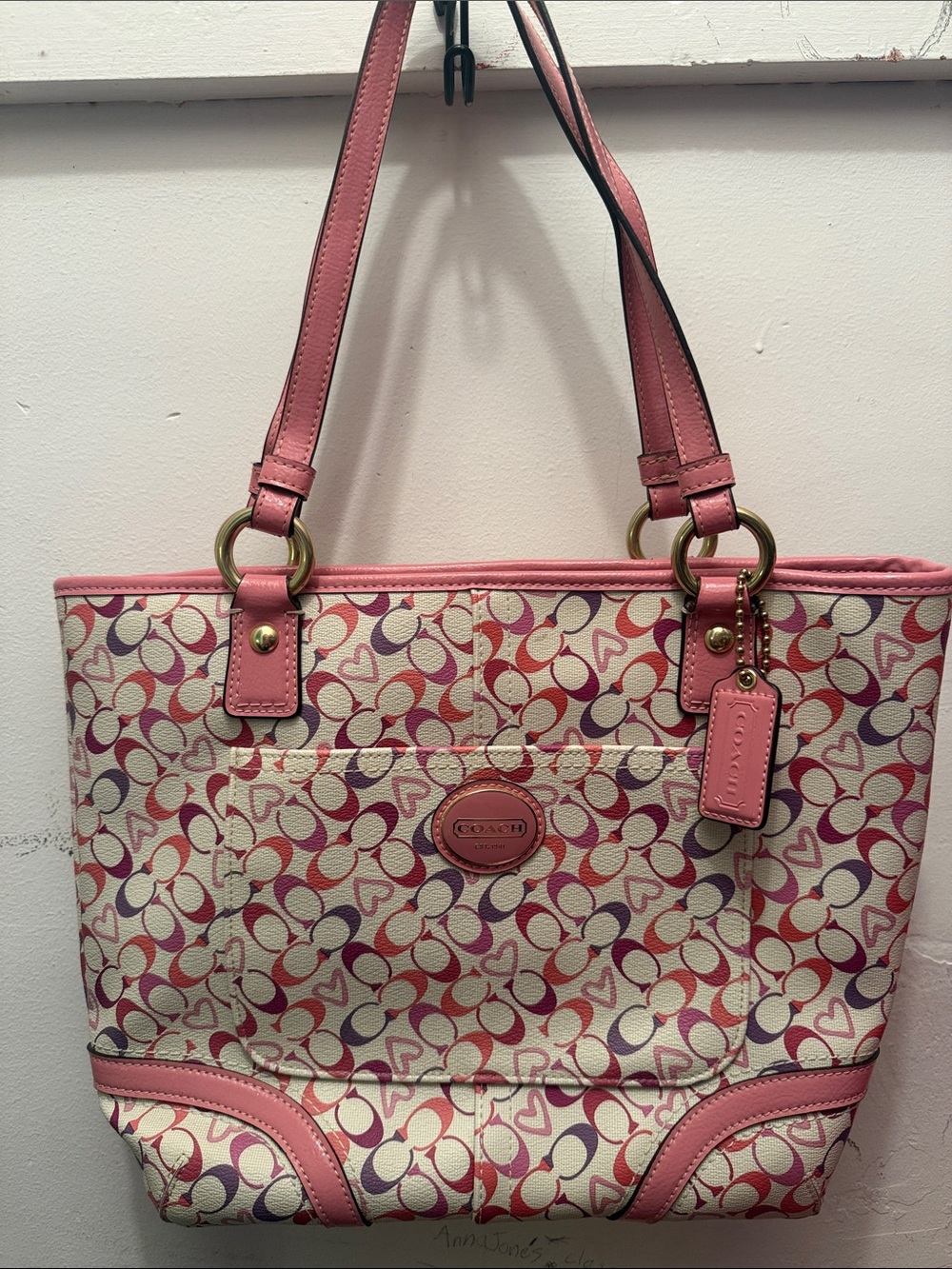 Coach Pink Signature Canvas Tote